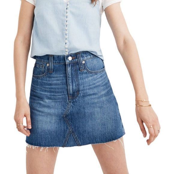 Madewell Dresses & Skirts - MADEWELL Rigid Denim A-Line Mini Skirt in Lakeline Wash Eco Edition‎ Size 27